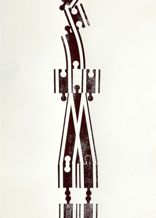 JULI
Christoph Damm:
Balanceakt, 2020
Holzwalzen-Hochdruck