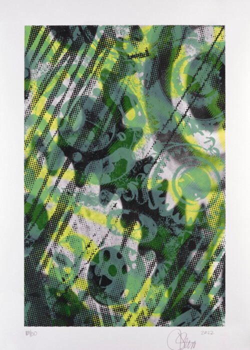 JULI
Jase Kala:
Light Shining Through The Machine, 2022
Siebdruck, 4 Siebe