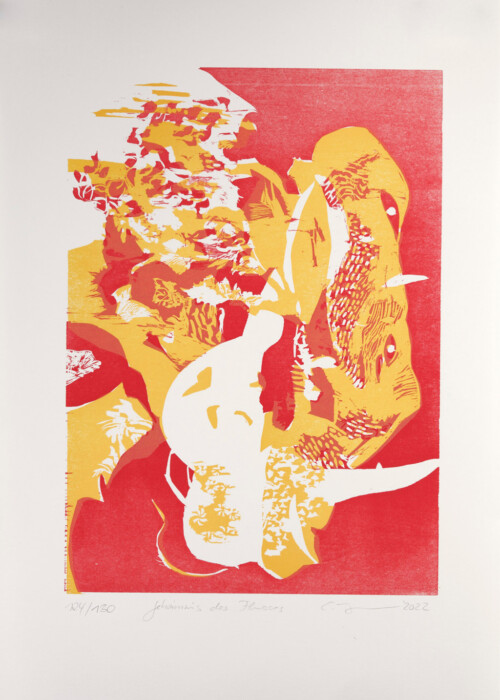 SEPTEMBER
Claudia Hartwig:
Geheimnis des Flusses, 2022
Holzschnitt